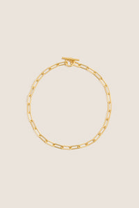 Gold Paperclip Toggle Clasp Necklace