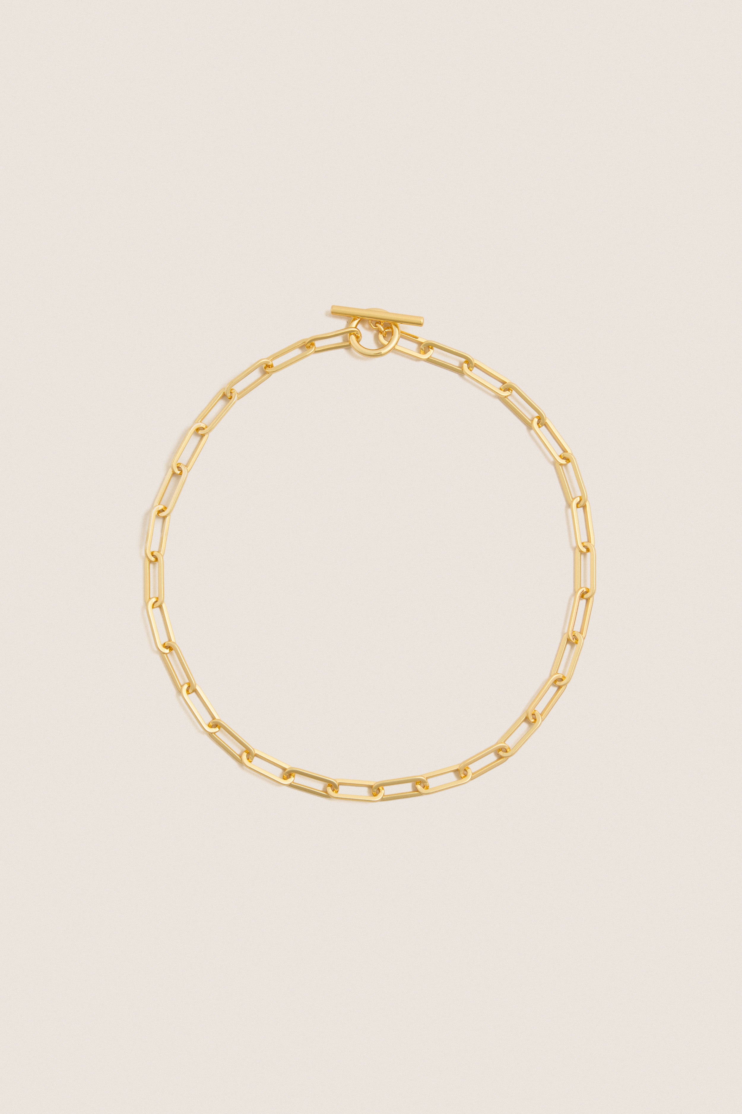 Gold Paperclip Toggle Clasp Necklace