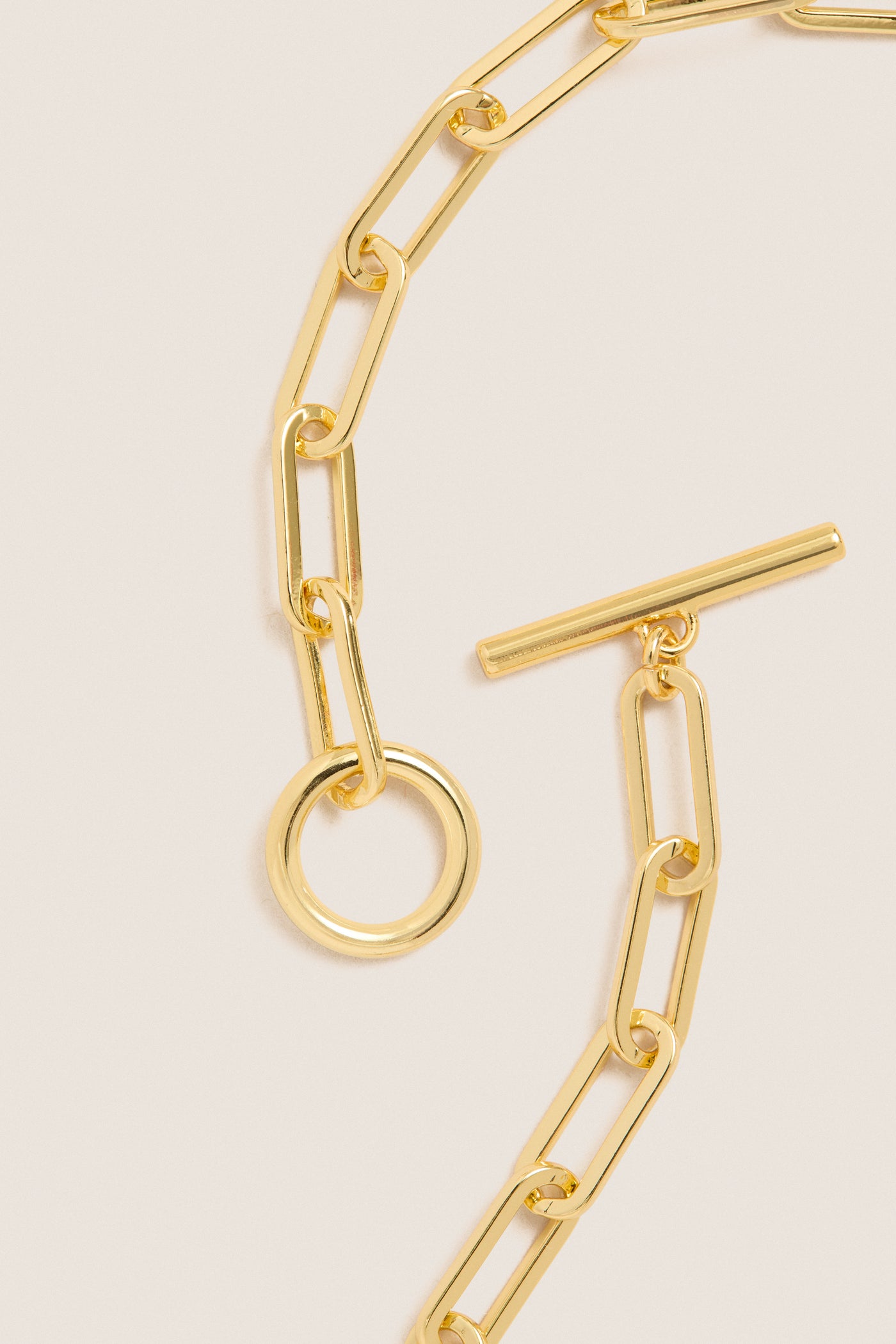 Gold Paperclip Toggle Clasp Necklace