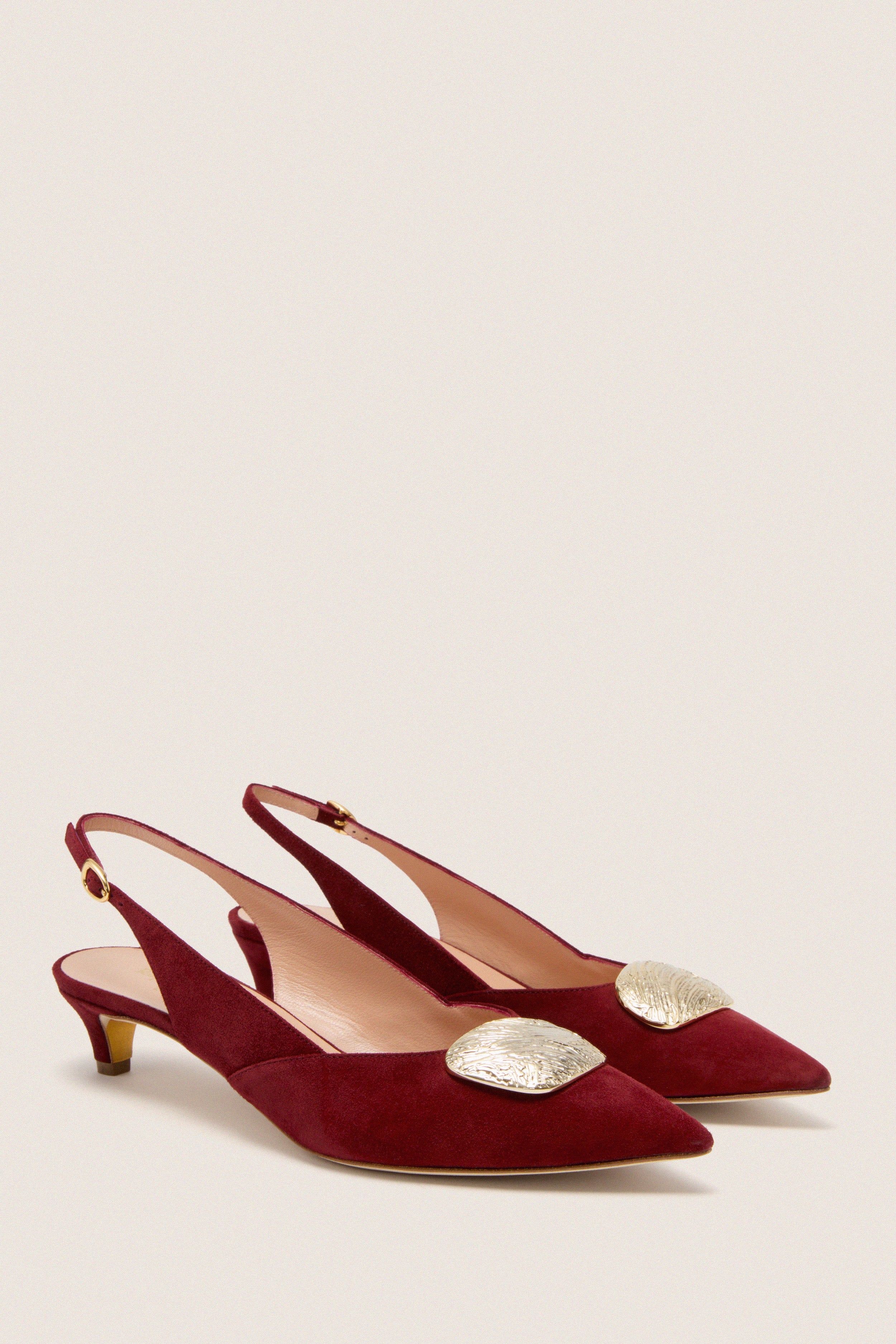 Merlot with Gold Mistly Slingback Heels