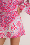 Cerise Chevron Cotton Meg A-Line Mini Skirt