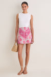 Cerise Chevron Cotton Meg A-Line Mini Skirt