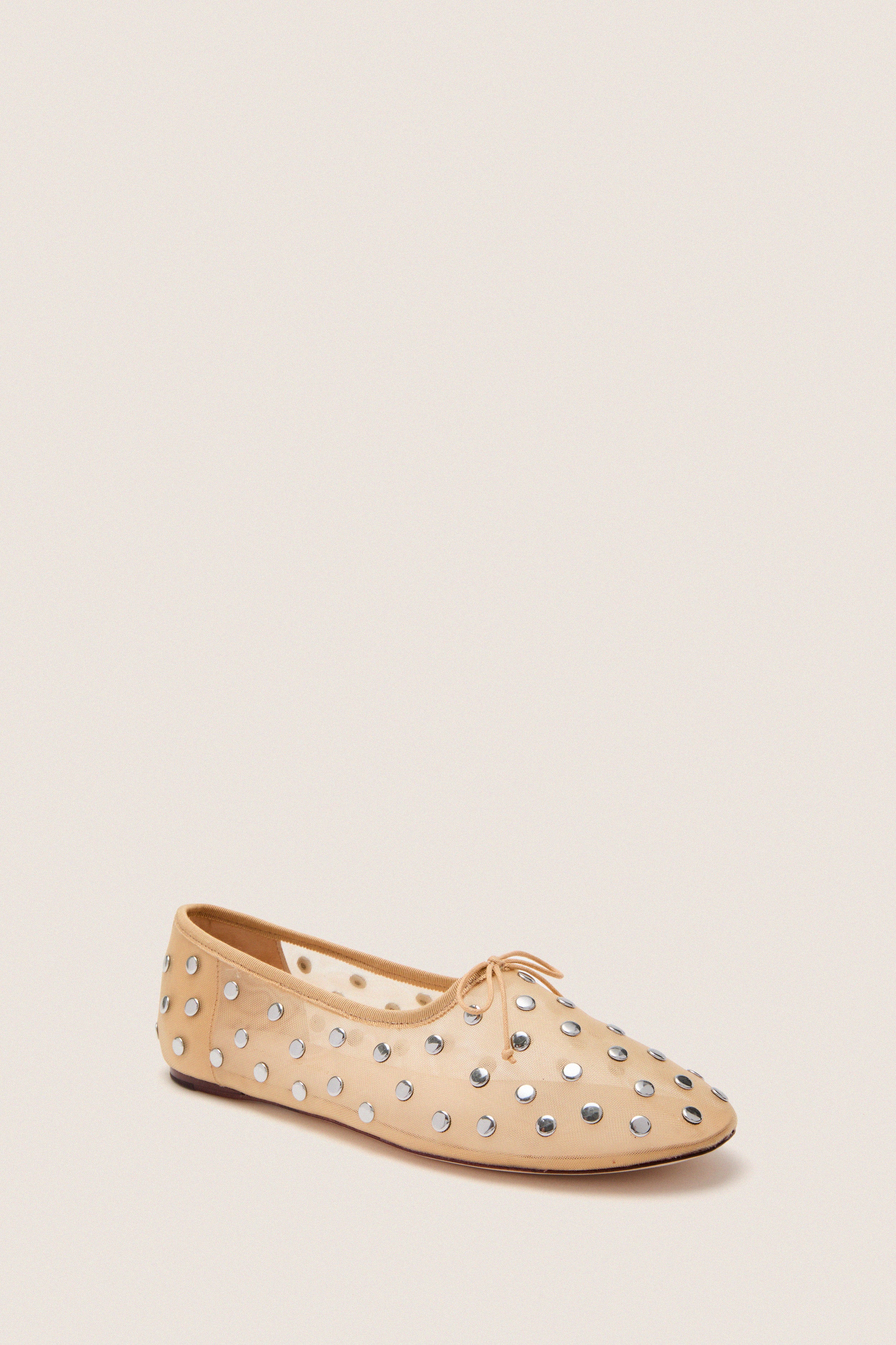 Caramel Mesh With Silver Studs Landon Flats