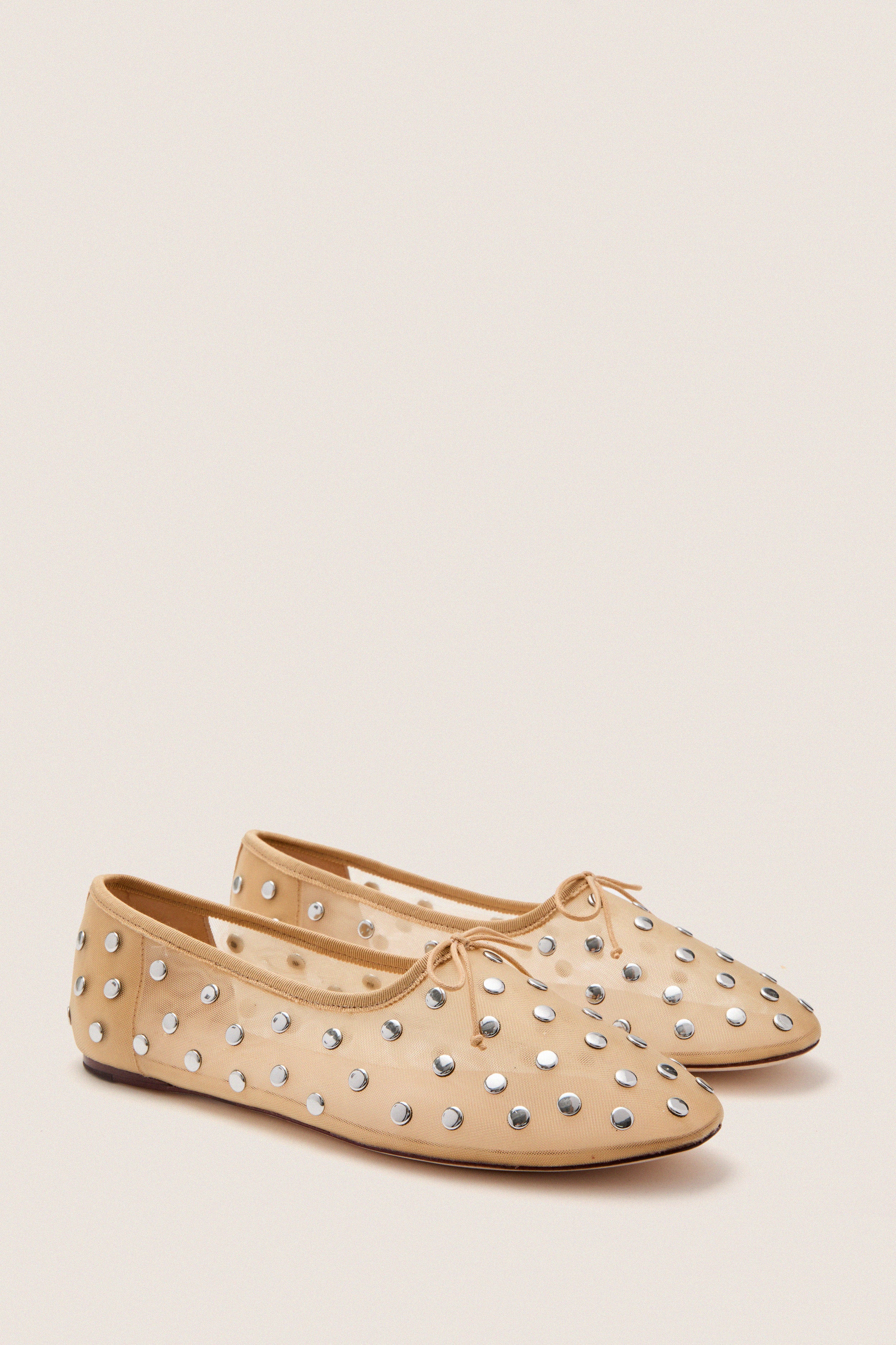 Caramel Mesh With Silver Studs Landon Flats | Loeffler Randall