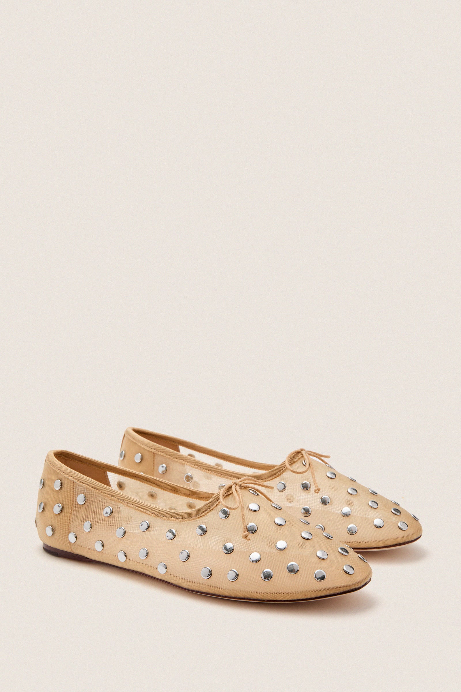 Caramel Mesh With Silver Studs Landon Flats