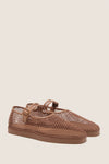 Brown Netted Mesh Rita Mary Janes