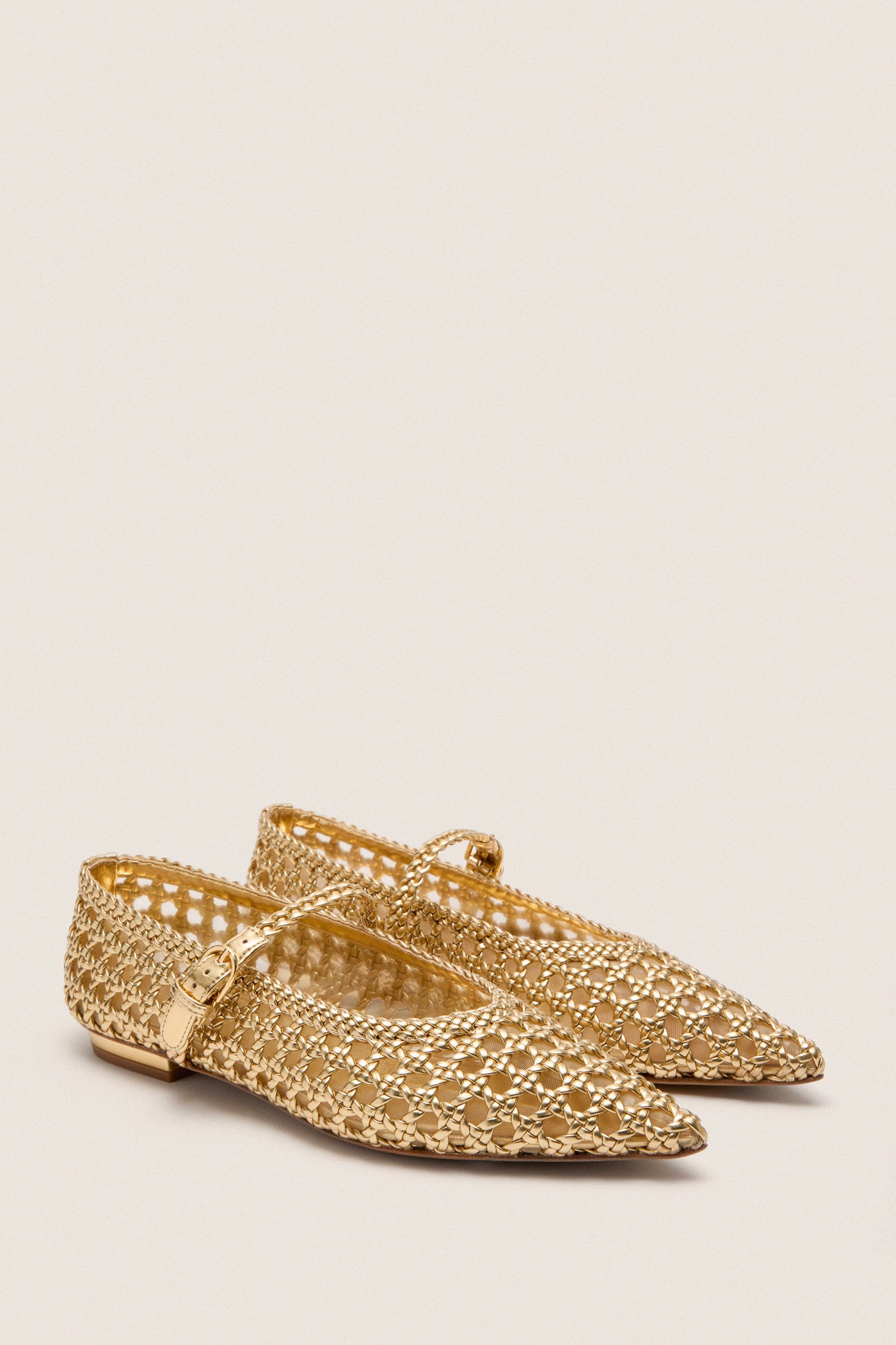 Gold Gracie Pointed Toe Crochet Flats