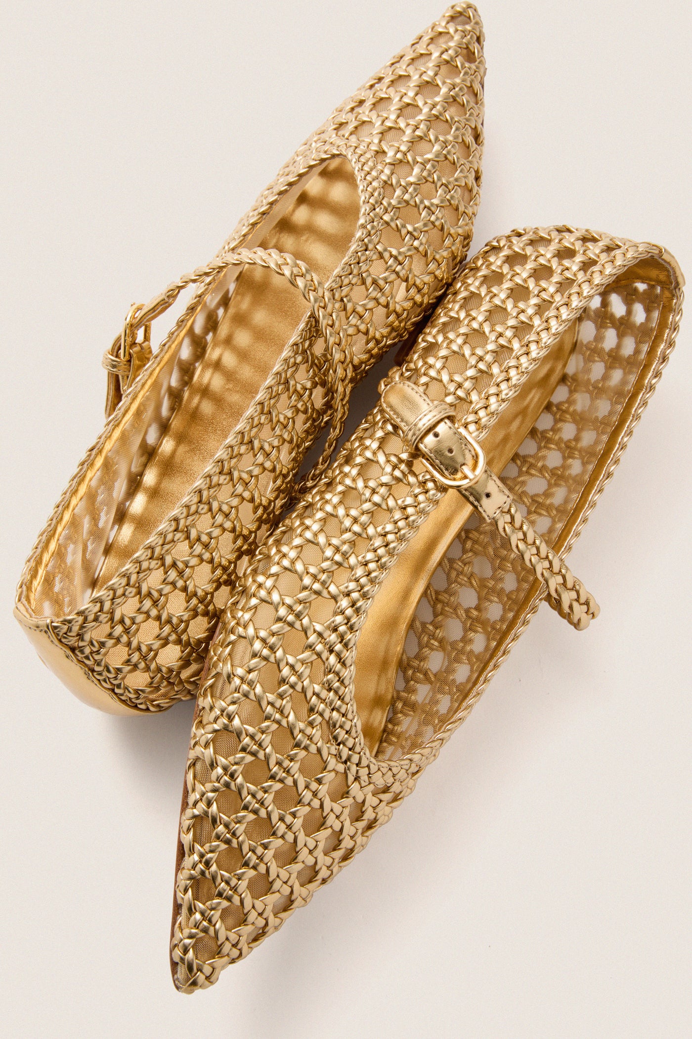 Gold Gracie Pointed Toe Crochet Flats