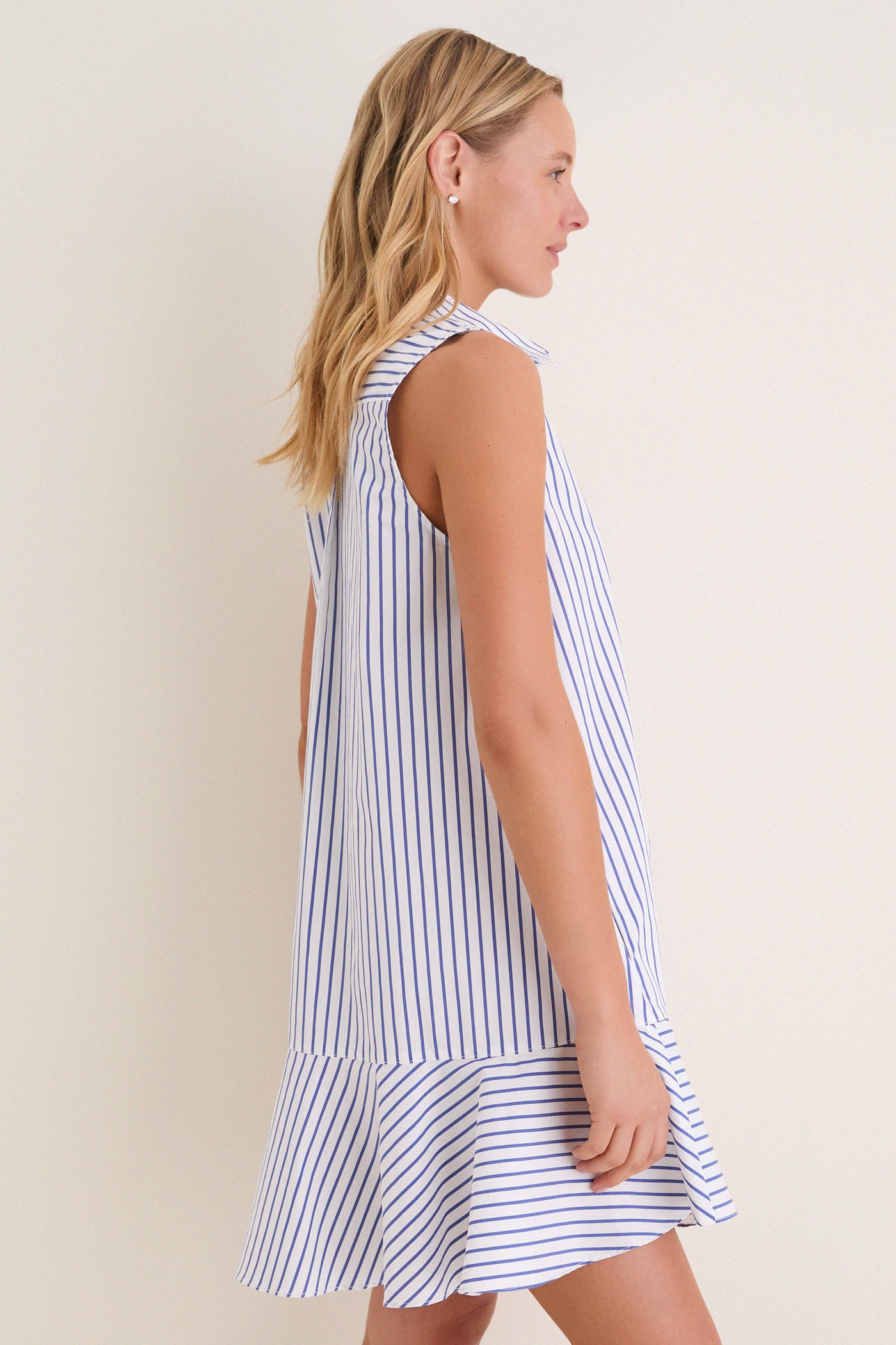blue striped sleeveless dress Women's Blue Striped Sleeveless Empire Waist Maxi Dress – Purple Door  Boutique main image 0
