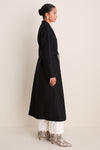 Black Pressed Wool Long Maxi Coat