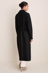 Black Pressed Wool Long Maxi Coat