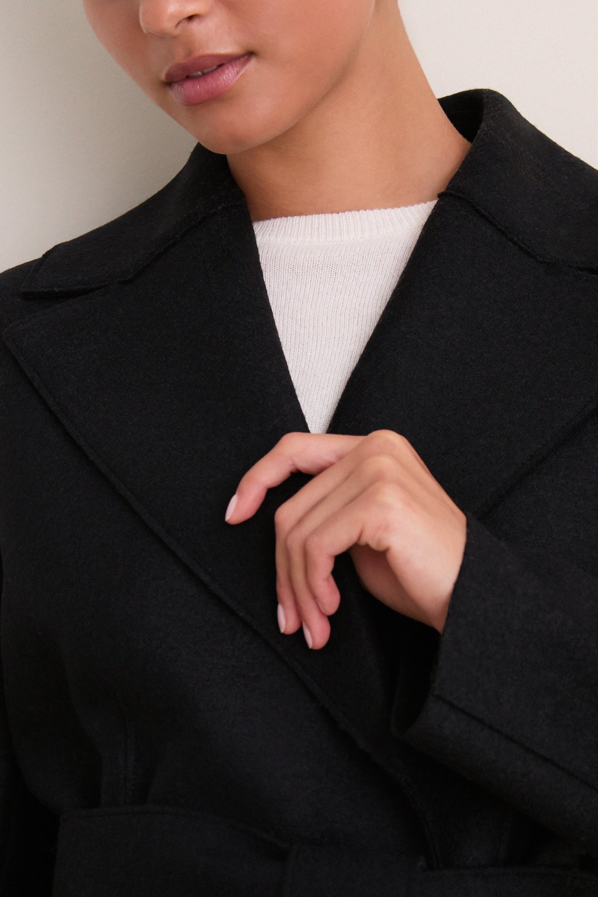 Black Pressed Wool Long Maxi Coat