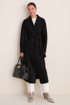 Black Pressed Wool Long Maxi Coat