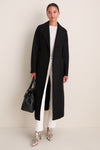 Black Pressed Wool Long Maxi Coat