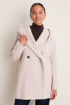 Almond Hooded Double Breasted Boucle Jacket