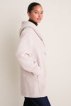 Almond Hooded Double Breasted Boucle Jacket