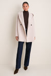 Almond Hooded Double Breasted Boucle Jacket