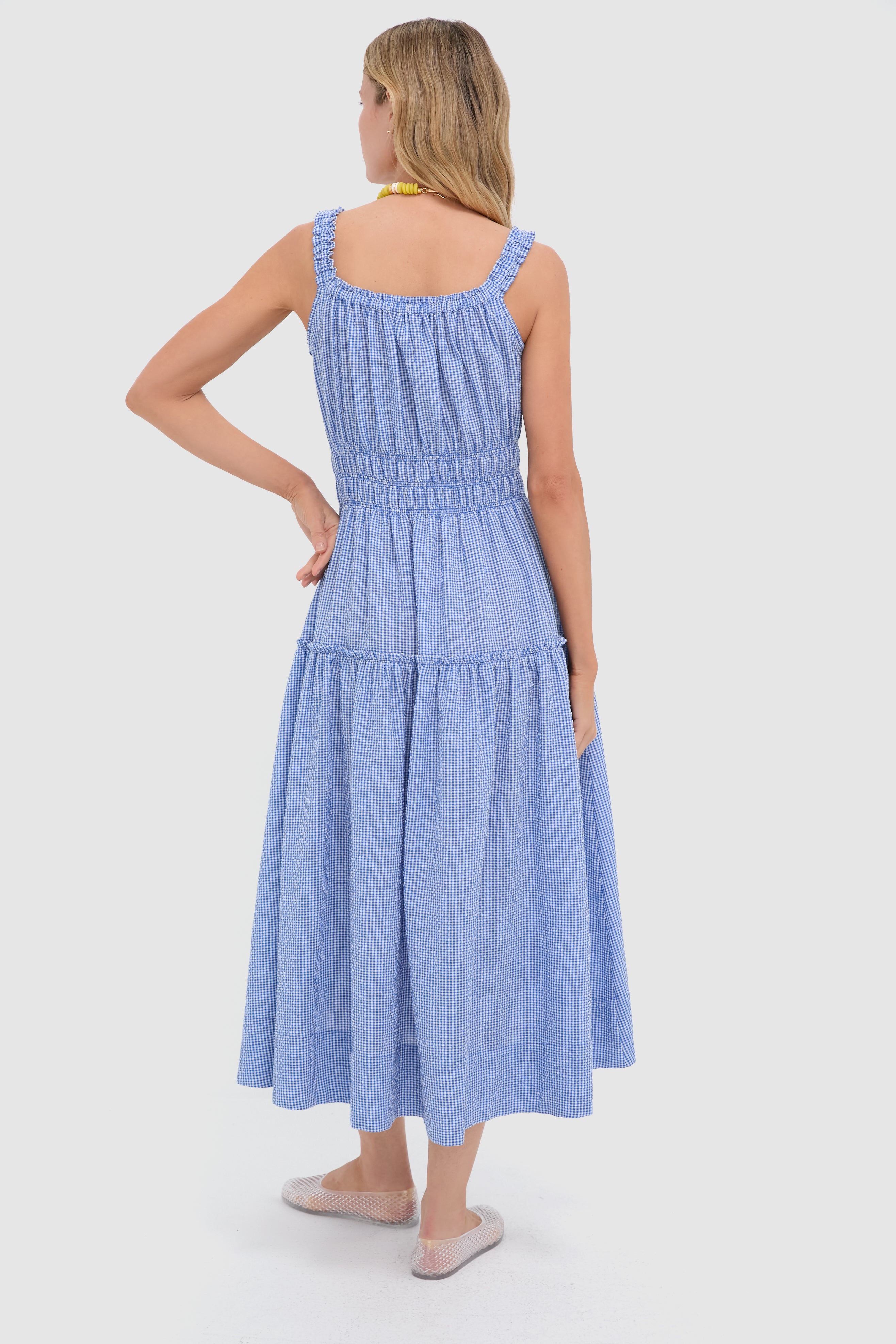 Blue and White Gingham Seersucker Landis Maxi Dress | Tuckernuck