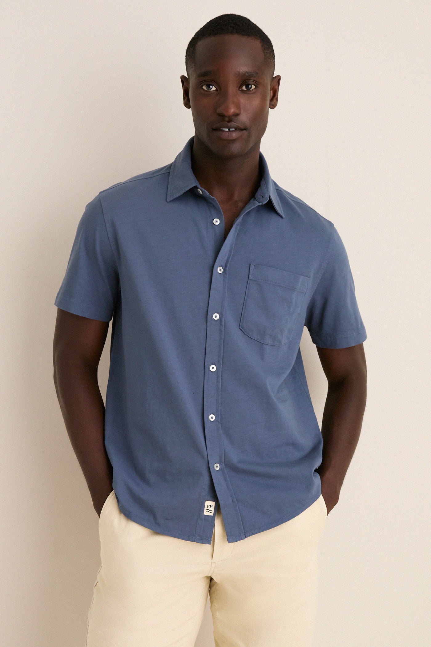 Navy Short Sleeve Saltaire Shirt