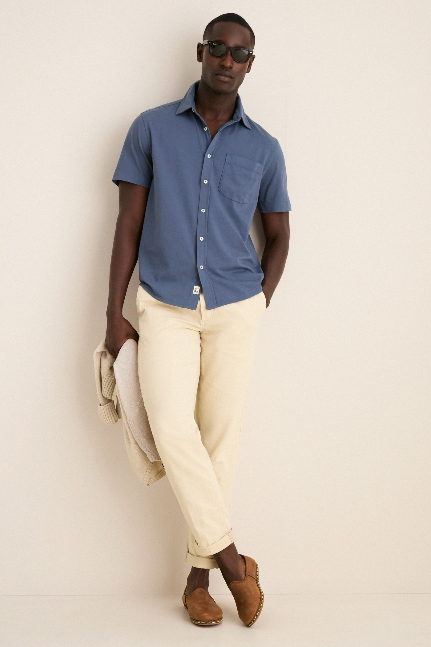 Navy Short Sleeve Saltaire Shirt