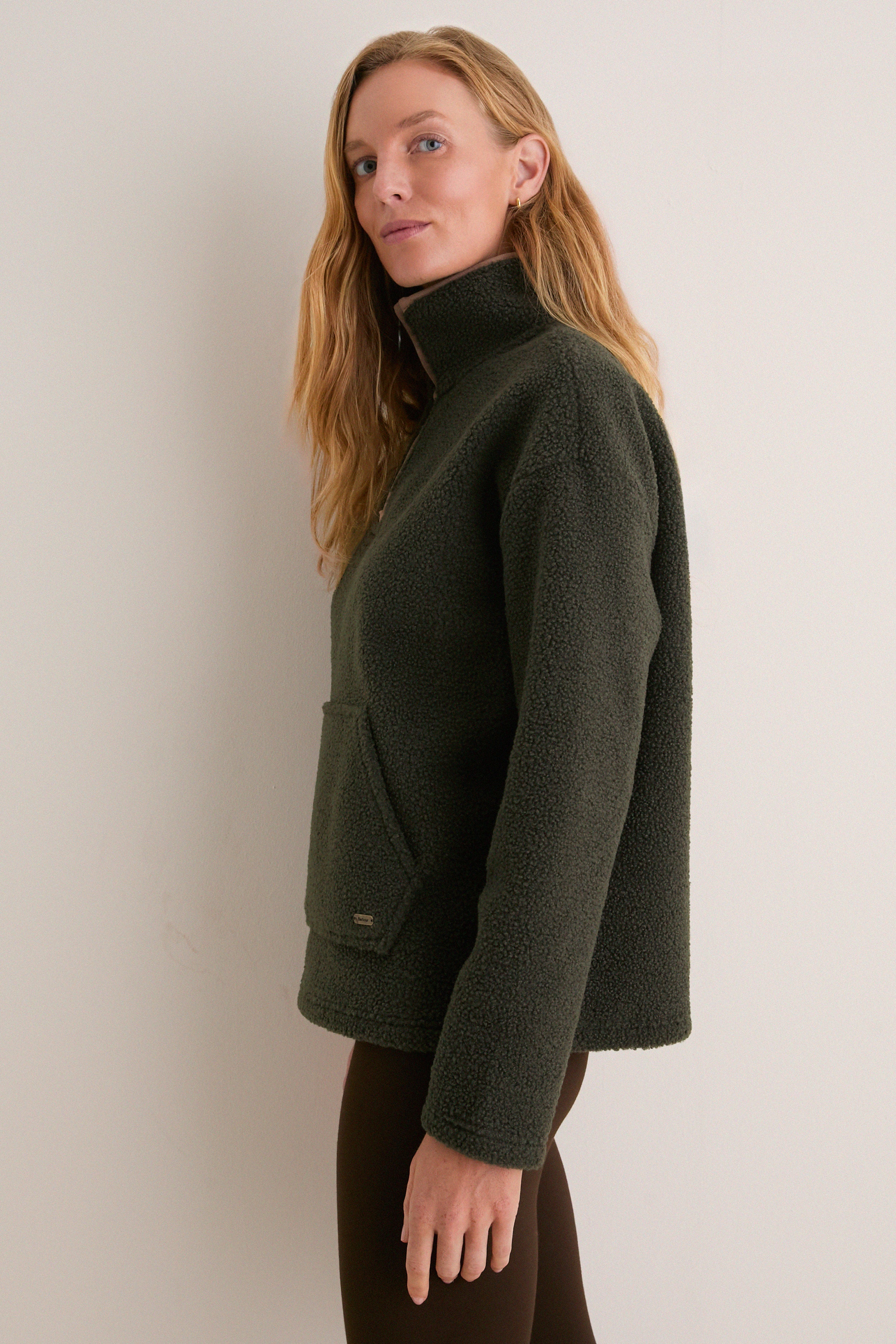 Olive Bamburgh Fleece Pullover | Barbour