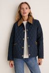 Navy Icons Cropped Liddesdale Quilted Jacket
