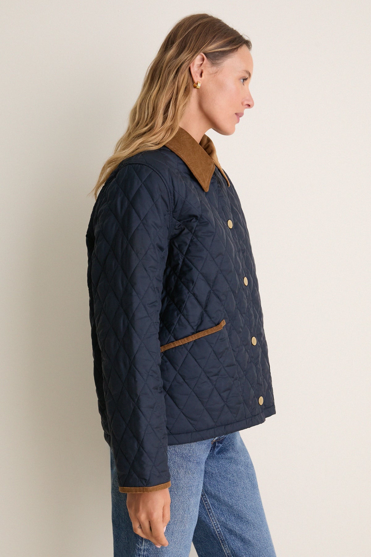 Navy Icons Cropped Liddesdale Quilted Jacket