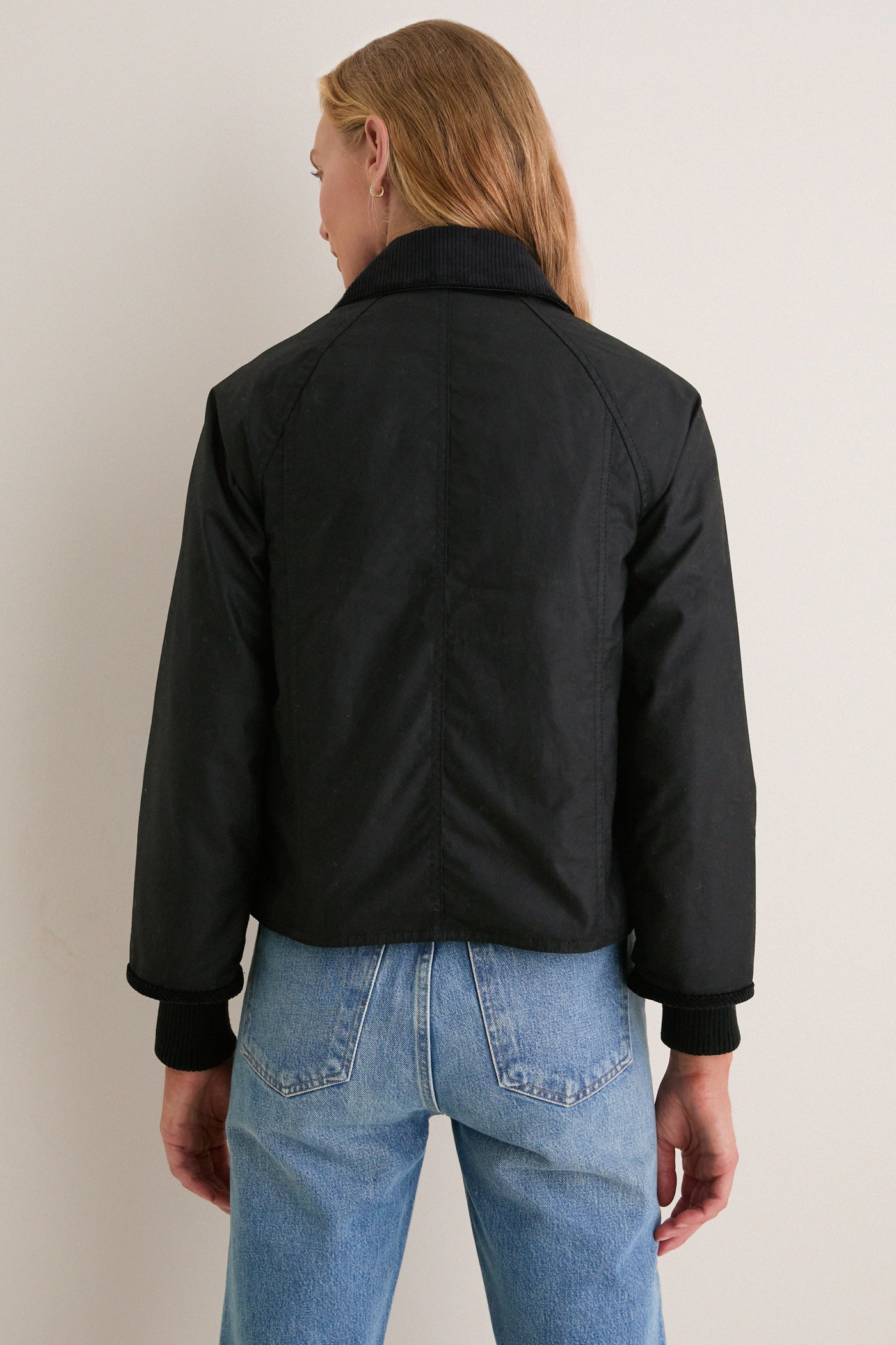 Black Cropped Beadnell Wax Jacket