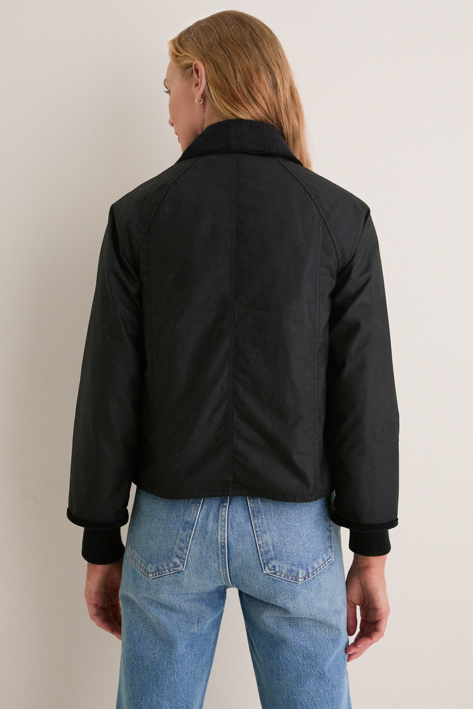 Black Cropped Beadnell Wax Jacket