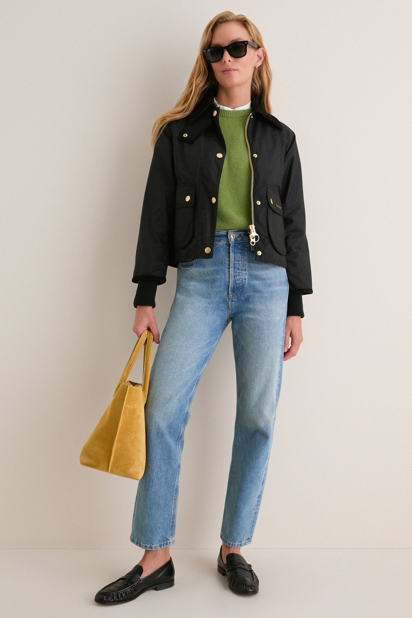 Black Cropped Beadnell Wax Jacket