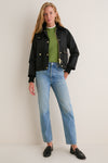 Black Cropped Beadnell Wax Jacket