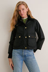 Black Cropped Beadnell Wax Jacket