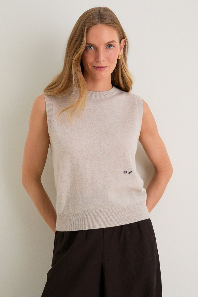 Sandstone Cashmere Sleeveless Ava Shell