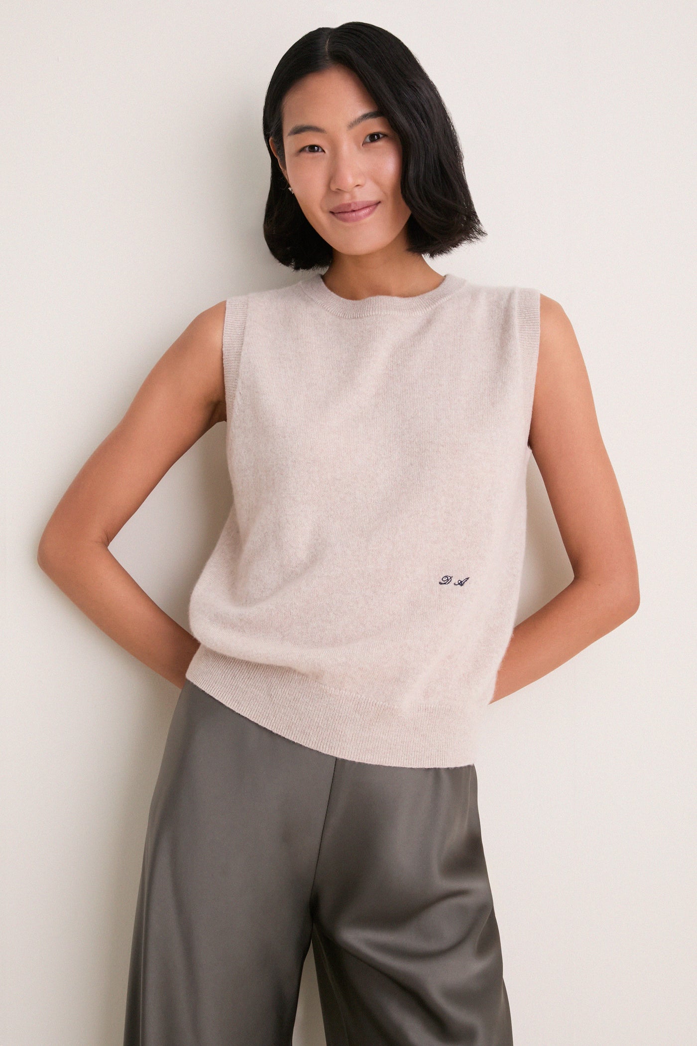 Sandstone Cashmere Sleeveless Ava Shell