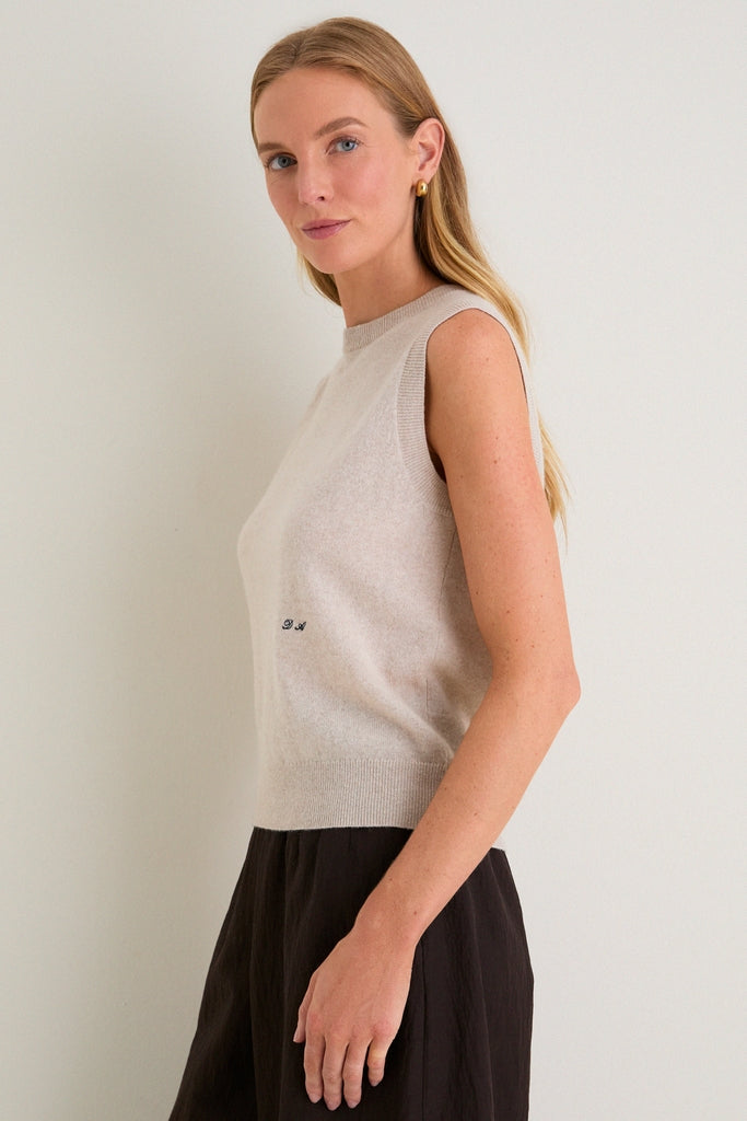 Sandstone Cashmere Sleeveless Ava Shell
