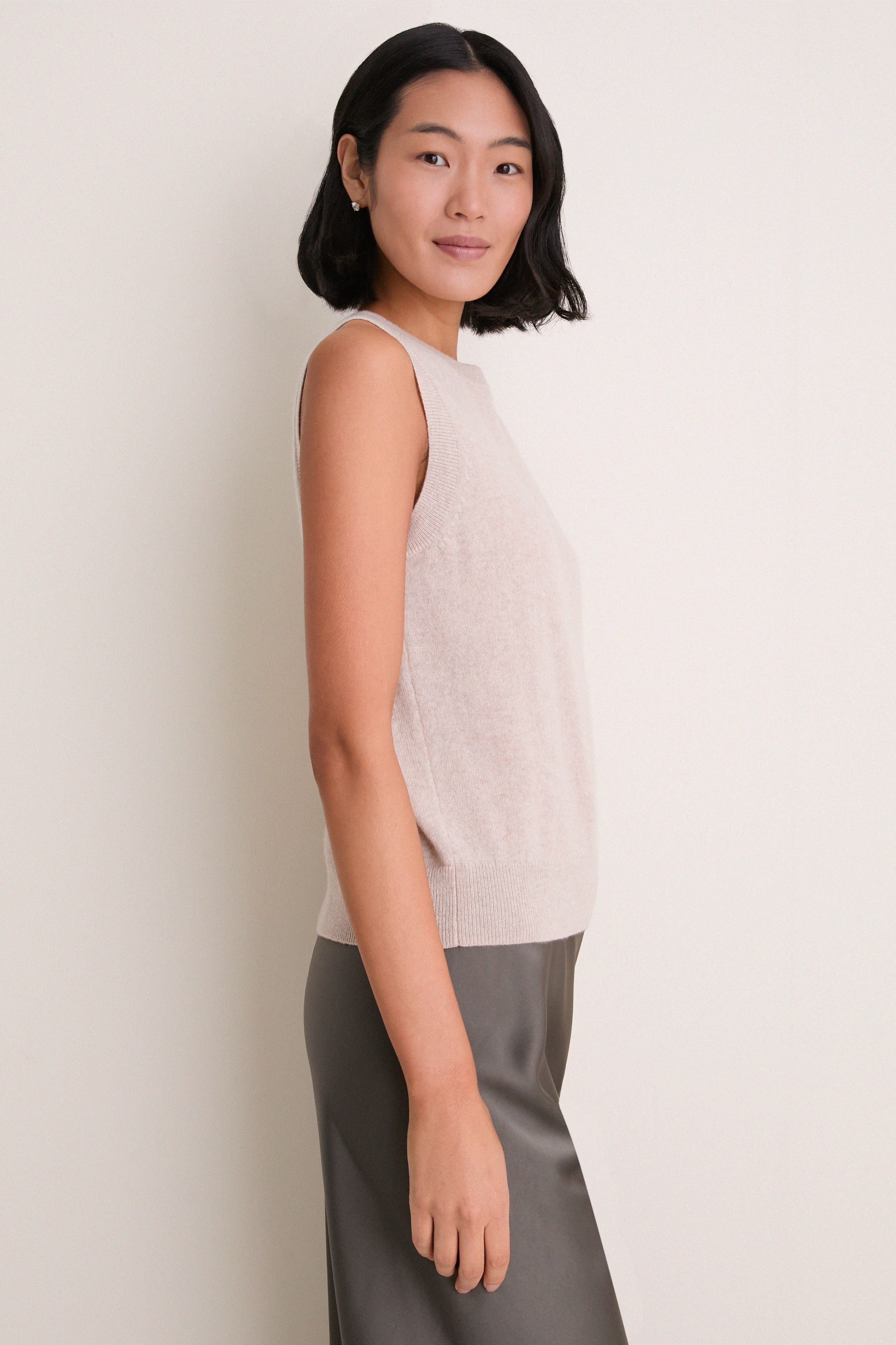Sandstone Cashmere Sleeveless Ava Shell