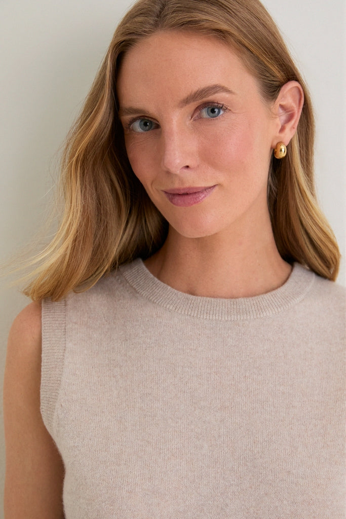 Sandstone Cashmere Sleeveless Ava Shell