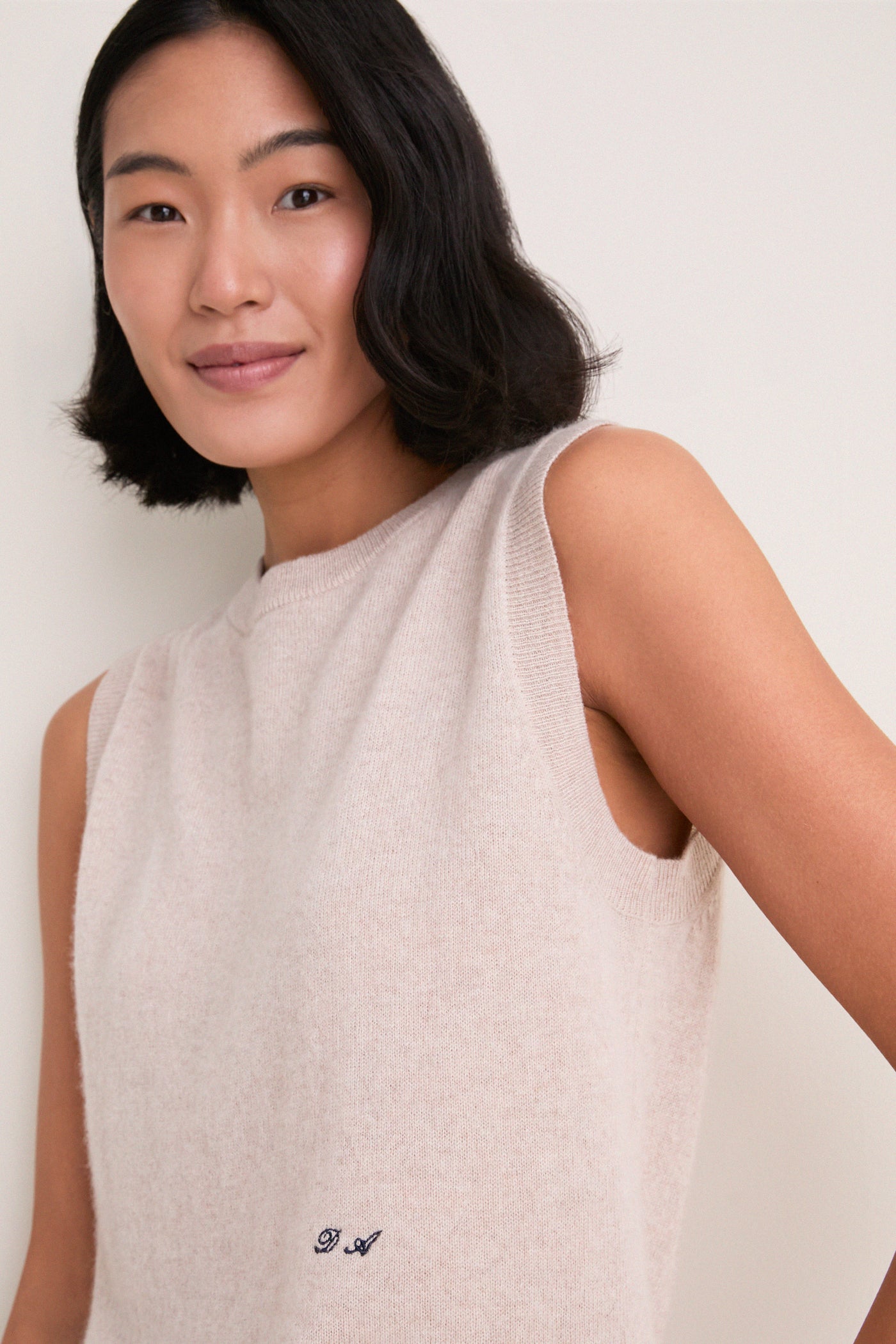 Sandstone Cashmere Sleeveless Ava Shell