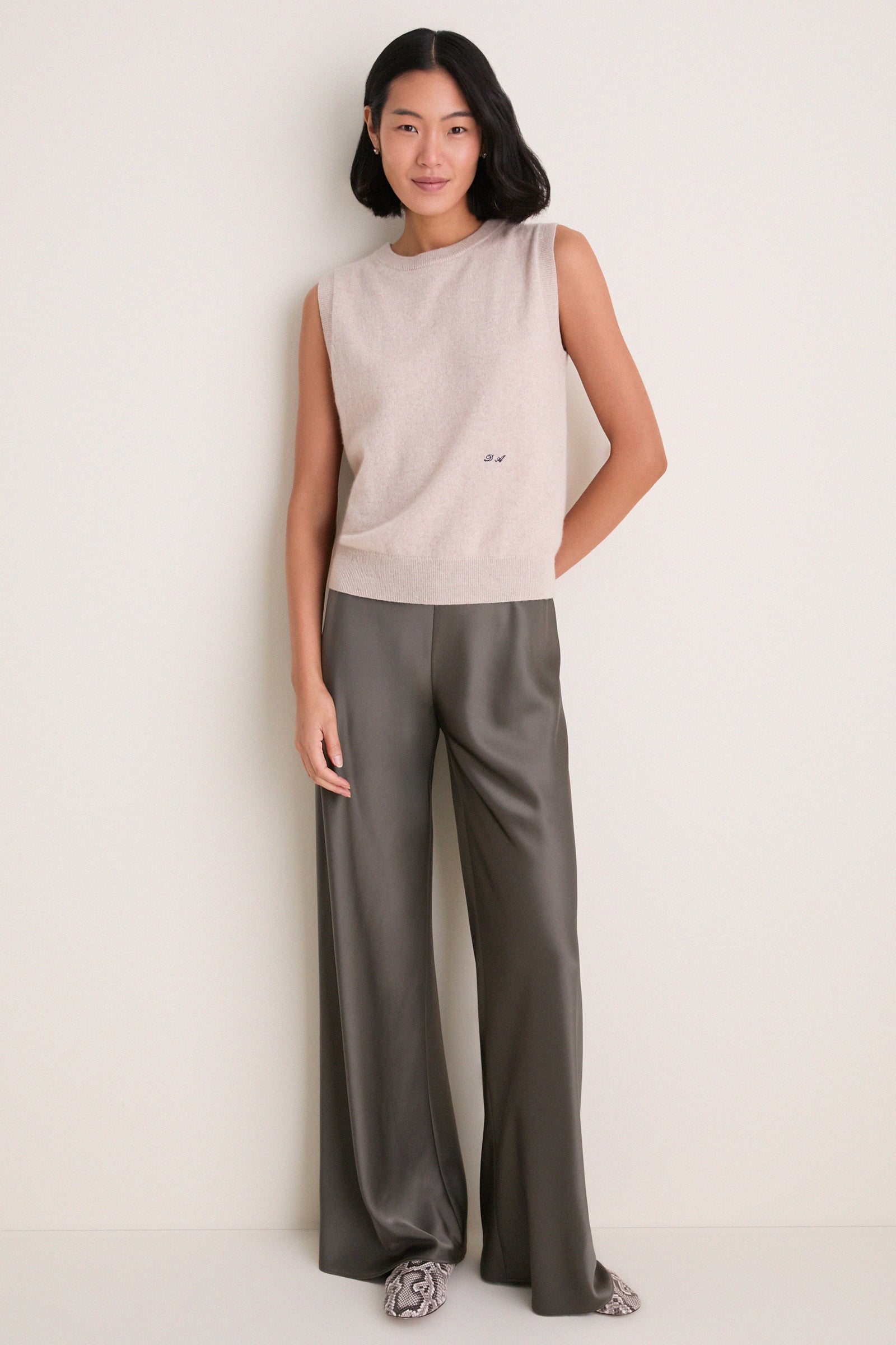 Sandstone Cashmere Sleeveless Ava Shell