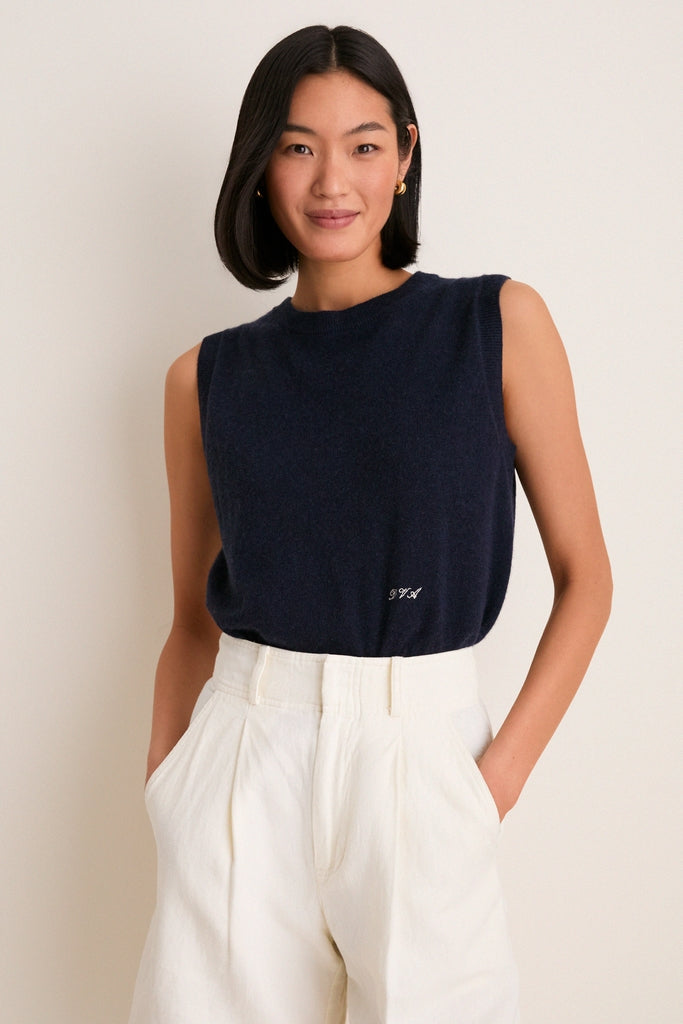 Navy Cashmere Sleeveless Ava Shell | Tuckernuck
