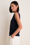 Navy Cashmere Sleeveless Ava Shell