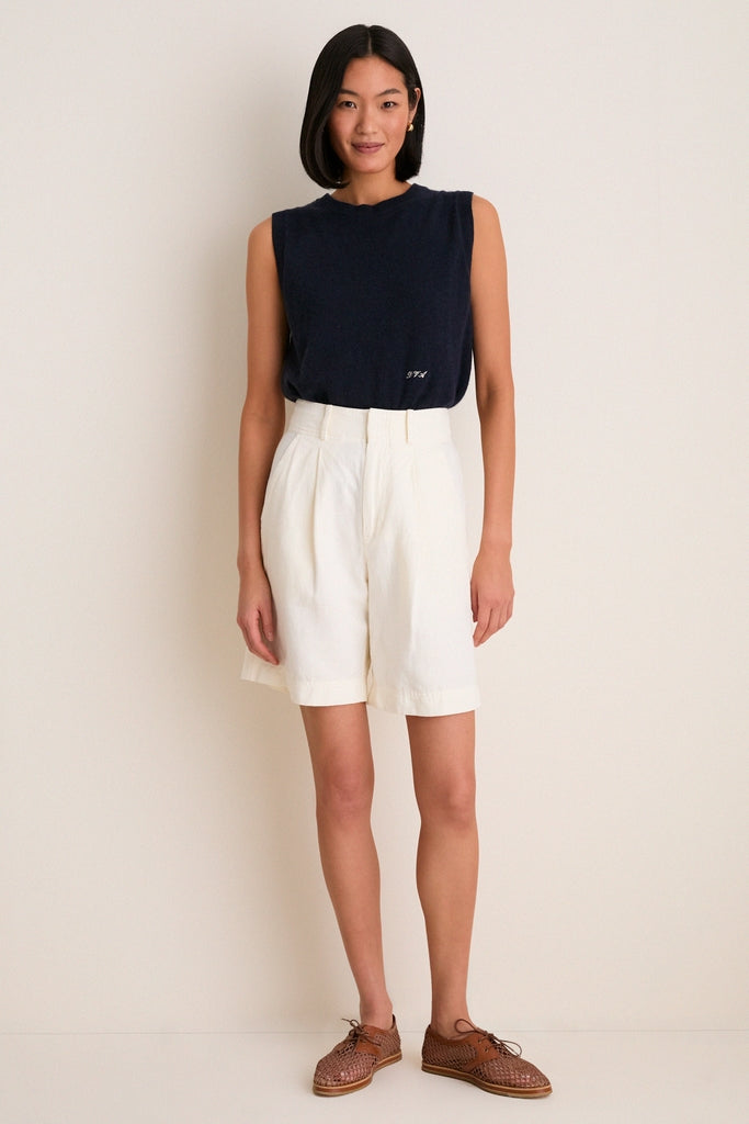 Navy Cashmere Sleeveless Ava Shell