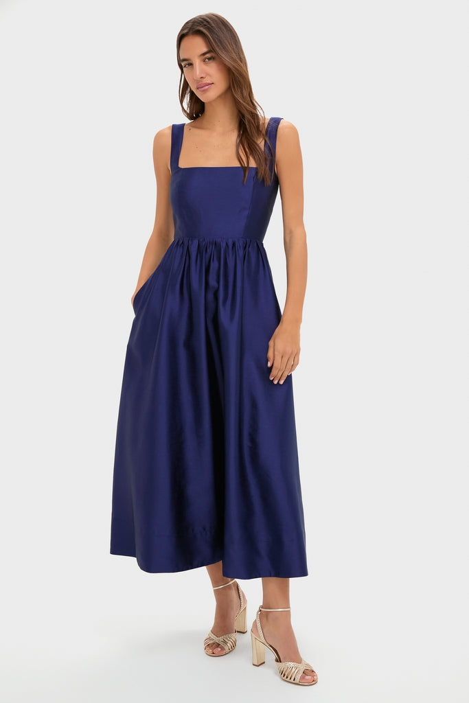 Tuckernuck Navy Dupioni Esme Dress Navy / XXL