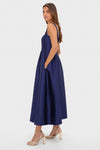 Navy Dupioni Esme Dress