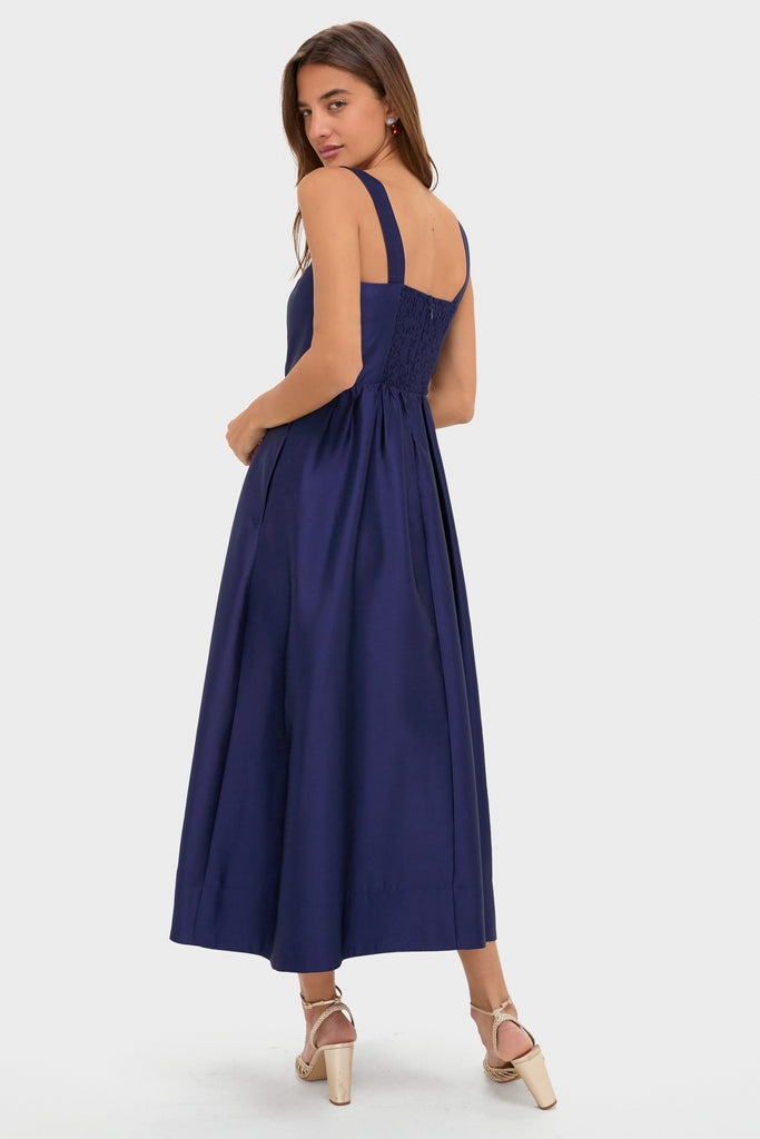 Navy Dupioni Esme Dress