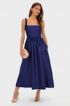 Navy Dupioni Esme Dress