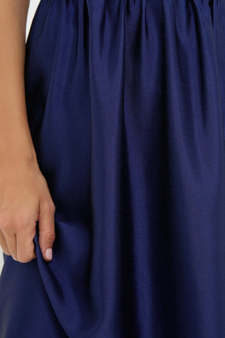 Navy Dupioni Esme Dress