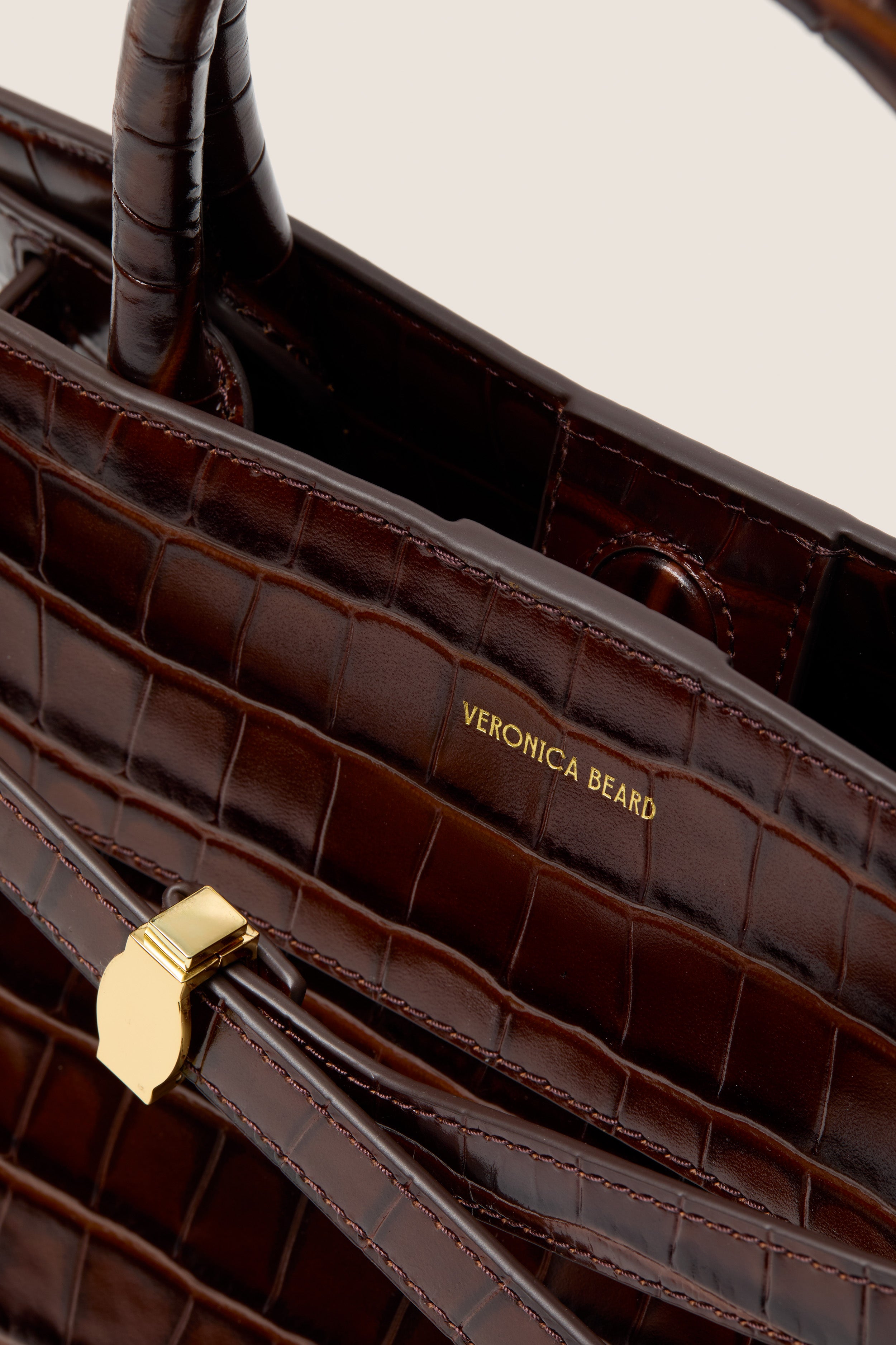 Chestnut Croc Embossed Veronica Beard Dash Bag | Veronica Beard