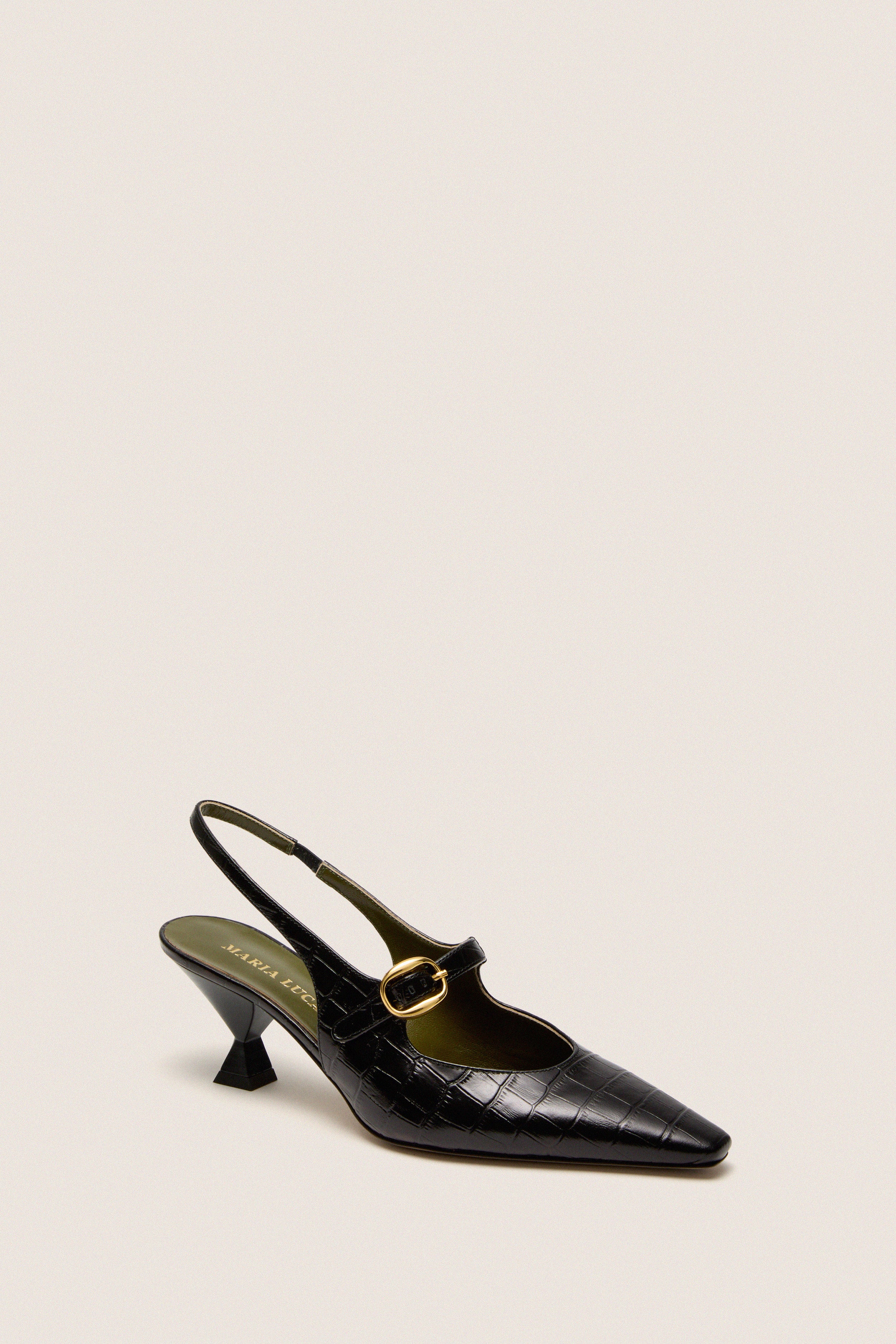 Black Natalia Sling Back Heels