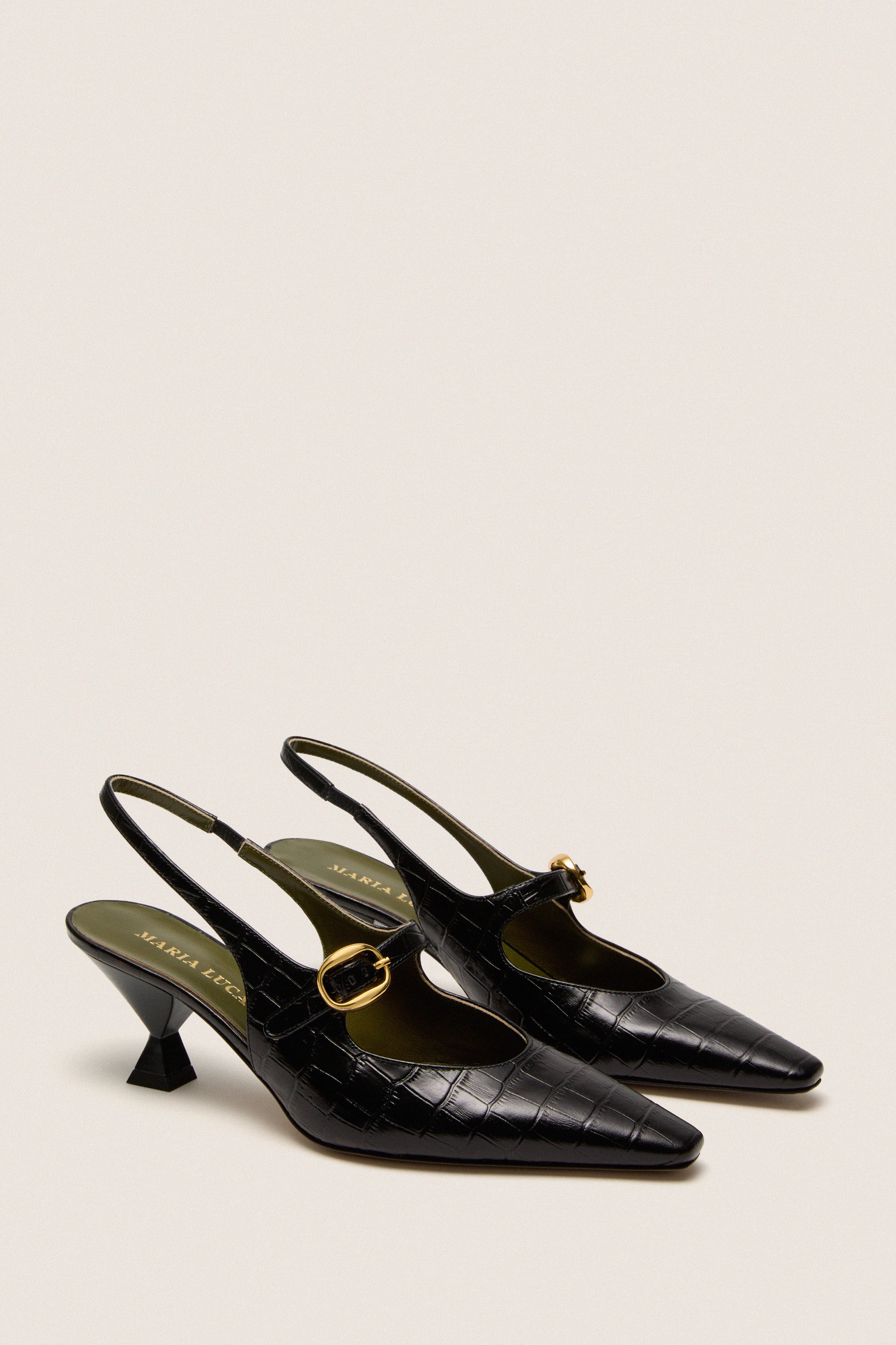 Black Natalia Sling Back Heels